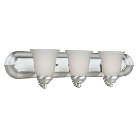 Forte Three Light Brushed Nickel Satin Opal Glass Vanity 5052-03-55